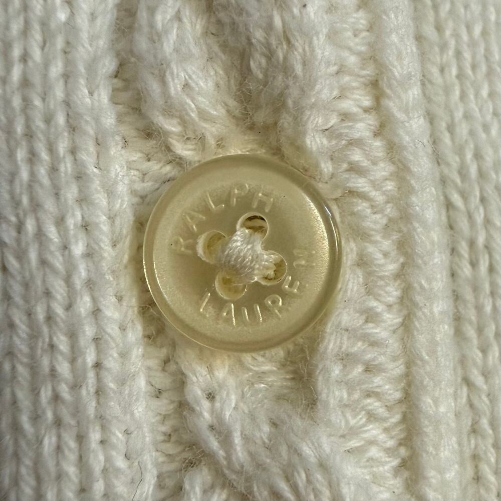 Ralph Lauren Mini-Cable 100% Cotton Cardigan Sweater Logo White Baby 18 Months - Picture 9 of 11